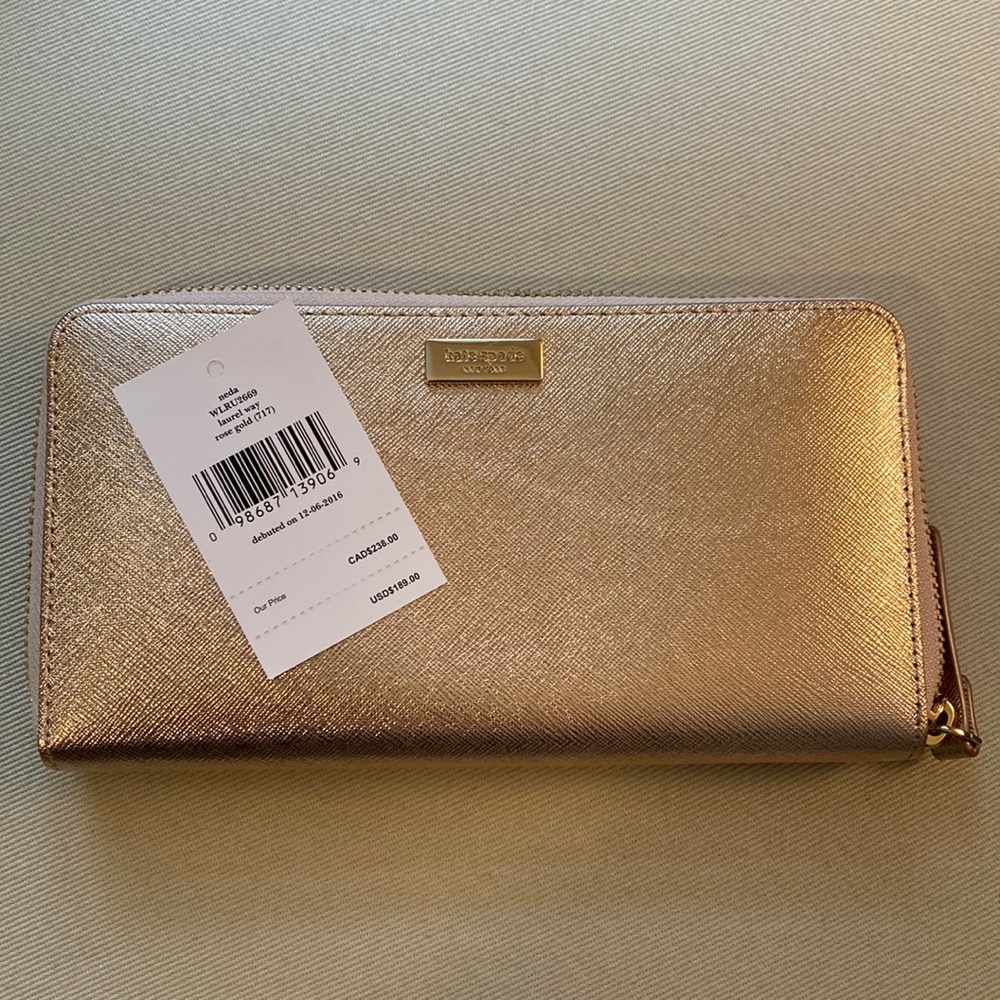 NWT Kate Spade Rose Gold Wallet